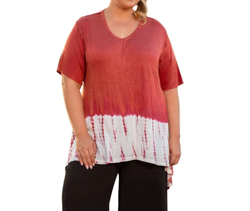 Sale For Women Sara Short Sleeve V-Neck Top - Plus In Sienna