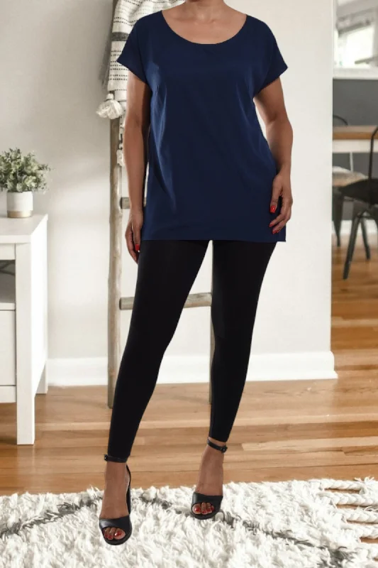 Bold Fashion Navy Round Neck Top