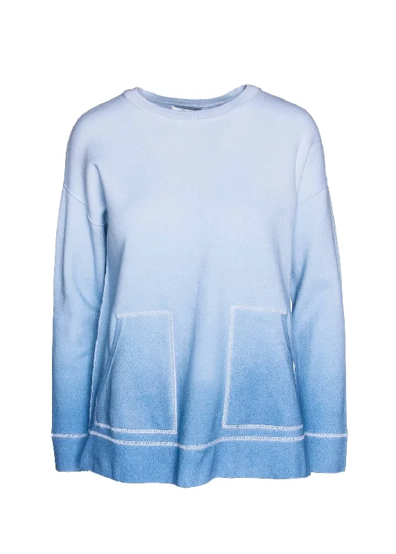 Women's Elegant Evening Attire 3/4 Sleeve Ombre Pullover In Aqua