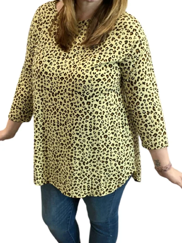 Designer Women's Fashion Online Leopard Tunic Top In Mustard