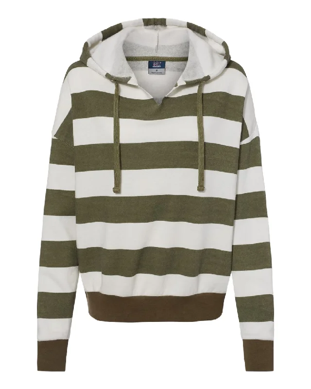 Women's Outdoor Activity Garments Women's Striped Fleece Boxy Hooded Sweatshirt