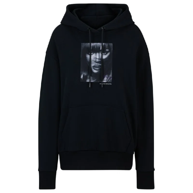 Women's Comfortable Apparel NAOMI x BOSS cotton-terry sweatshirt with ribbed trims