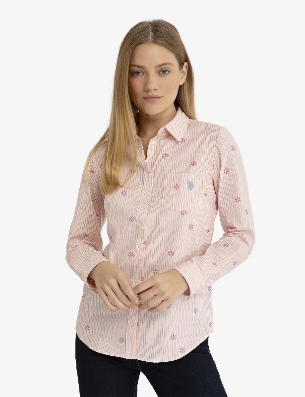 Relaxed Style DITSY PRINT LONG SLEEVE POPLIN SHIRT