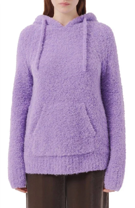 Women's Comfy Attire For Lounging Wool Blend Boucle Pullover Hoodie In French Violet