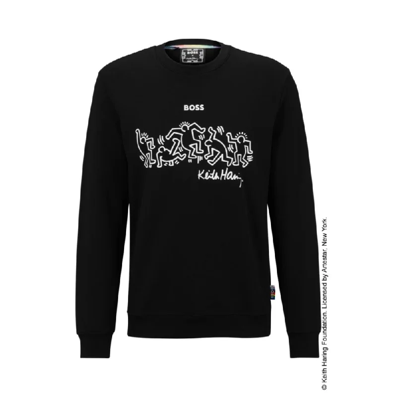 Women's Wardrobe Apparel BOSS x Keith Haring gender-neutral cotton-blend sweatshirt with special artwork