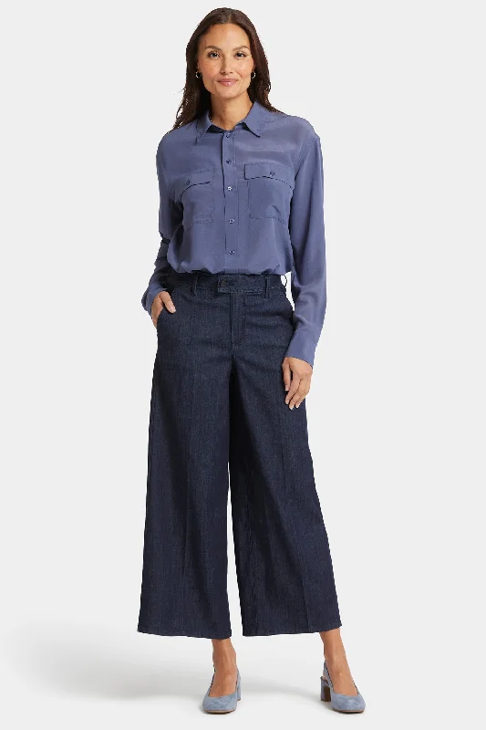 Sale Clearance Mona Wide Leg Trouser Ankle Jeans - Lightweight Rinse