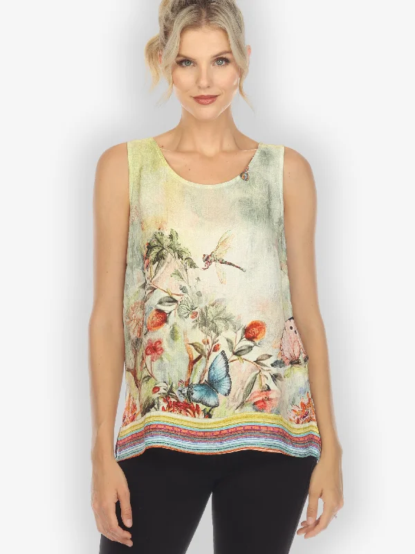 Effortless Chic for Women Chrysanthemum and Butterfly Silk Tank Top