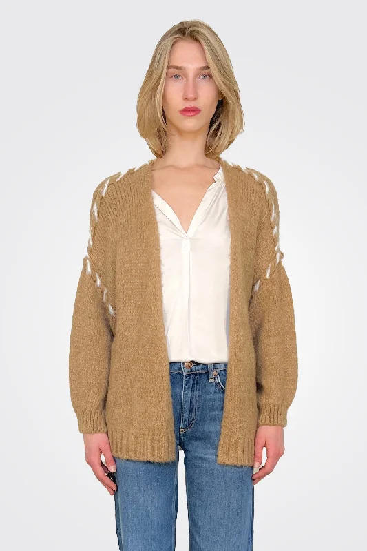 Women's High Street Fashion Briar Stitched Cardigan - Caramel