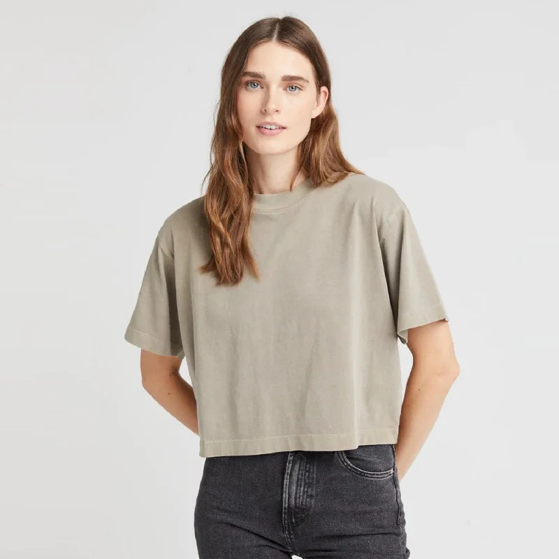 Elegant Women's Clothing Online Relaxed Crop Tee (Warm Grey)