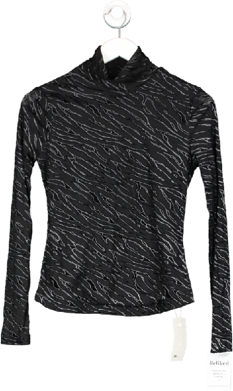 Bold Fashion SHEIN Black Mesh Roll Neck Top UK XS