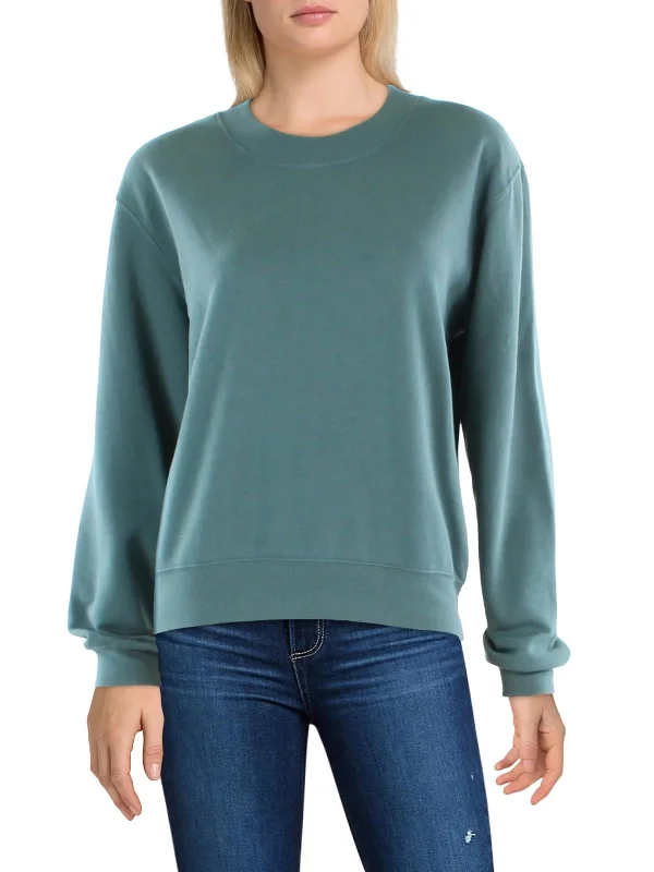 Women's Trendy Garments Womens Crewneck Ribbed Trim Sweatshirt