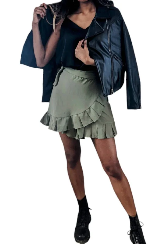 Current Trends Such A Flirt Sage Wrap Skort