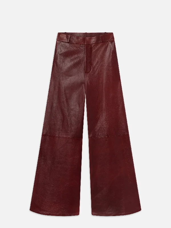 Women's Vacation Outfit Set The Wide Leather Trouser -- Syrah Red