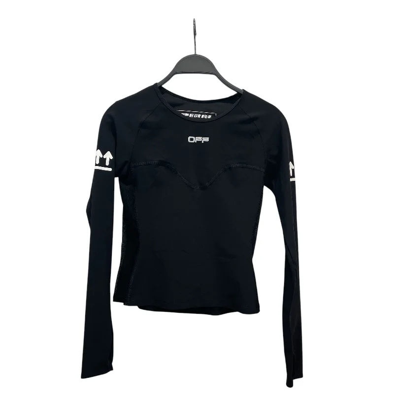 Affordable Women's Apparel OFF-WHITE/LS T-Shirt/S/Polyester/BLK/BLACK & SILVER RUNNING