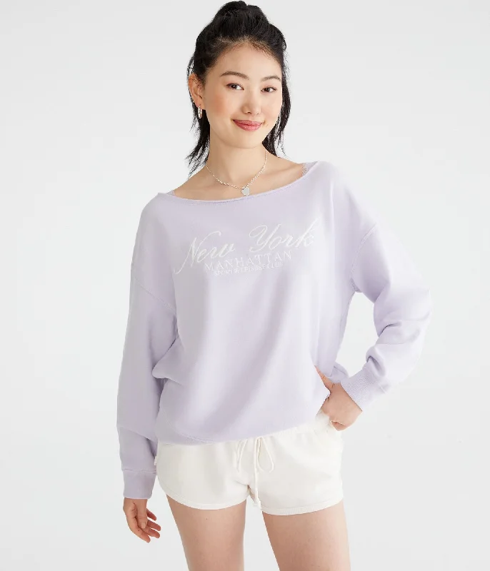 Plus-Size Women's Garments Aeropostale Manhattan Off-The-Shoulder Sweatshirt