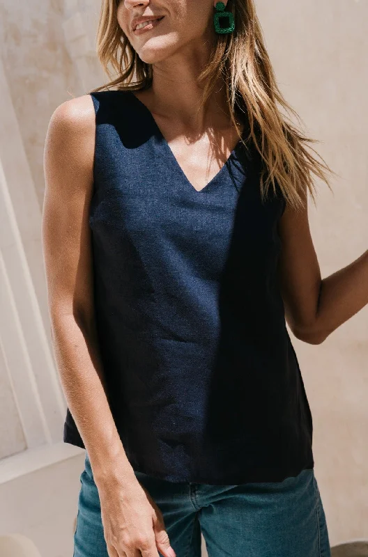 Women's Clothing for Every Occasion Ember Linen Cami in Navy