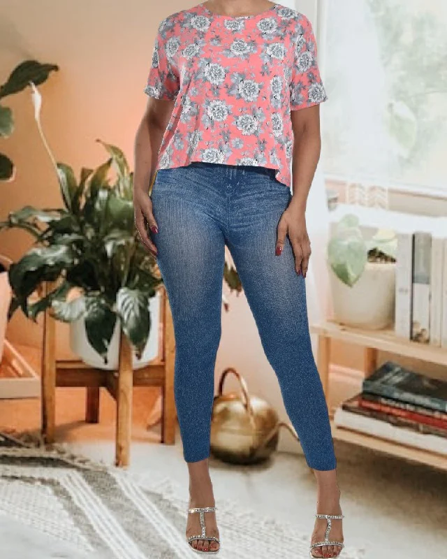 Elegant Fashion Pink And Grey Floral Top