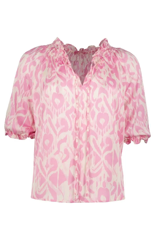 Women's Outdoor Activity Garments Women's Smock Neck Top In Palmilla Pink Print