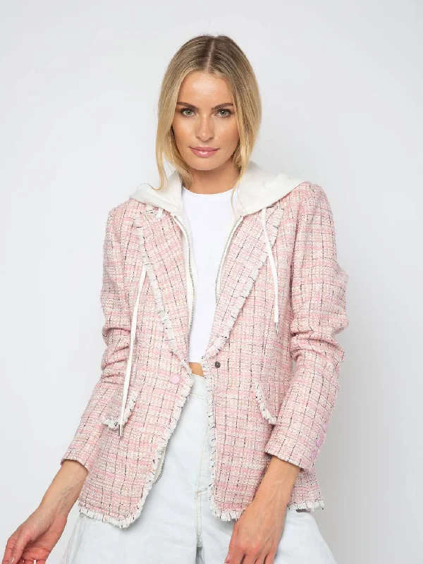 Women's Holiday Attire Veronica Plaid Dickie Tweed Jacket - Pink Multi