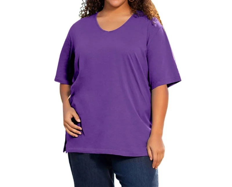 Clothes Sales Cotton Short Sleeve Tee - Plus In Acai