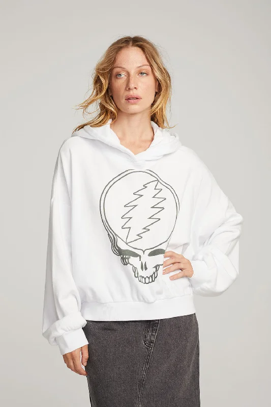 Women's Trendy Clothes Grateful Dead Steal Your Face Pullover Hoodie - White