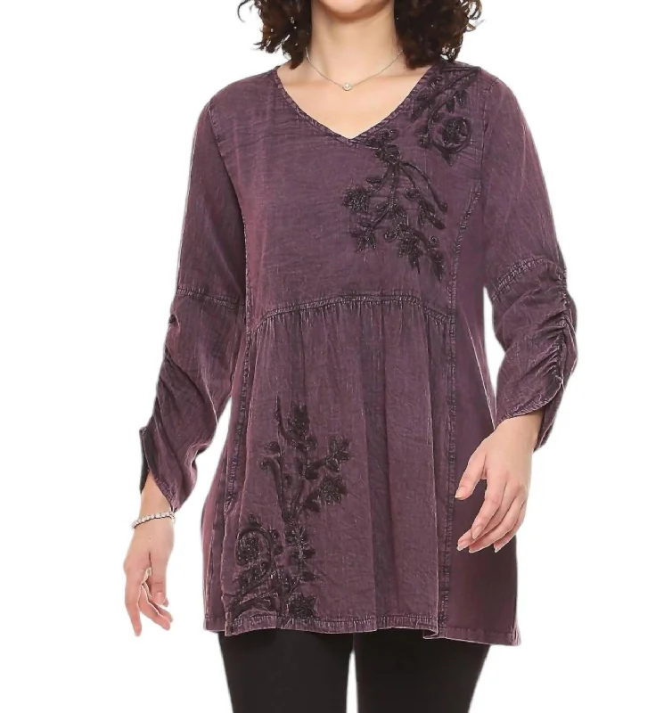 Women's Clothing And Garments Sets Gabby Tunic Top In Plum