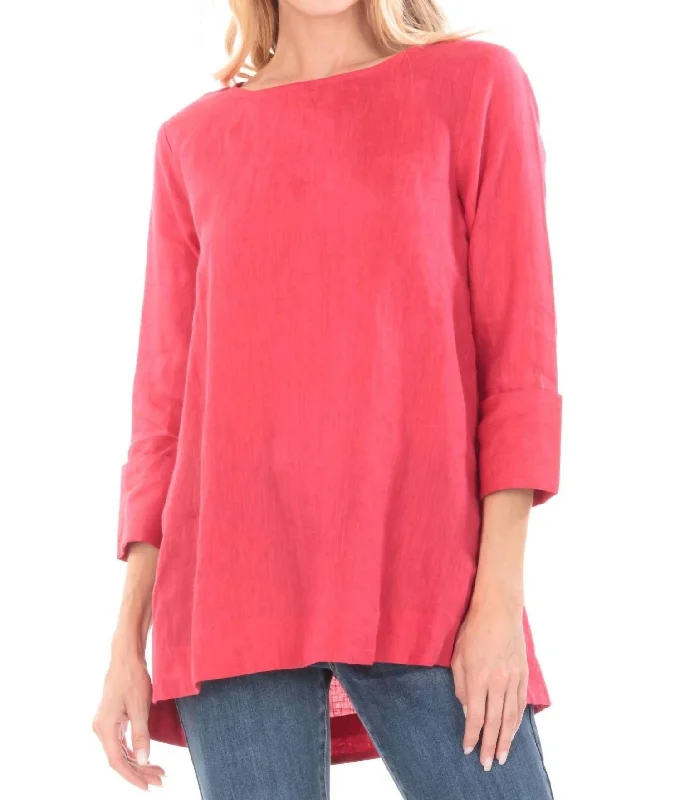 Women's Athletic Garments Linen Fit And Flare Tunic In Red