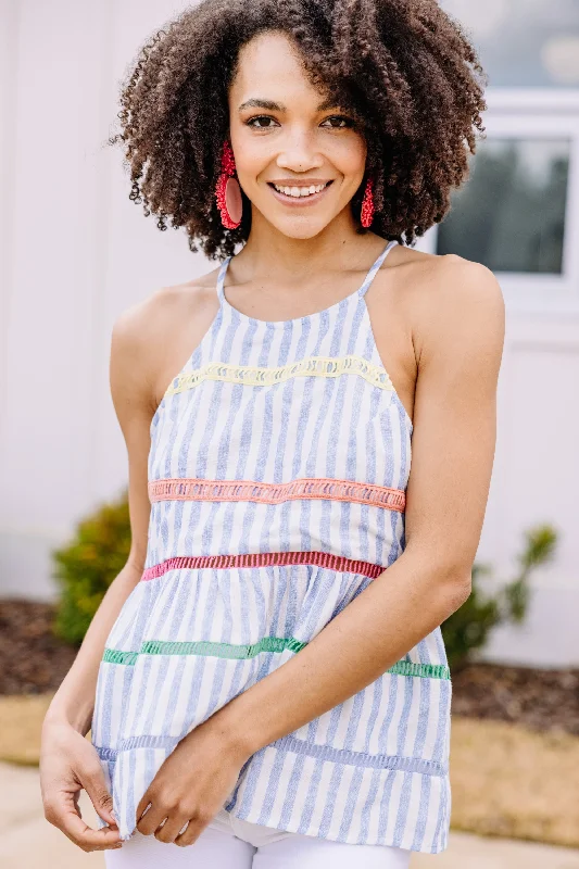 Women's Garments Take Your Word Blue Striped Tank