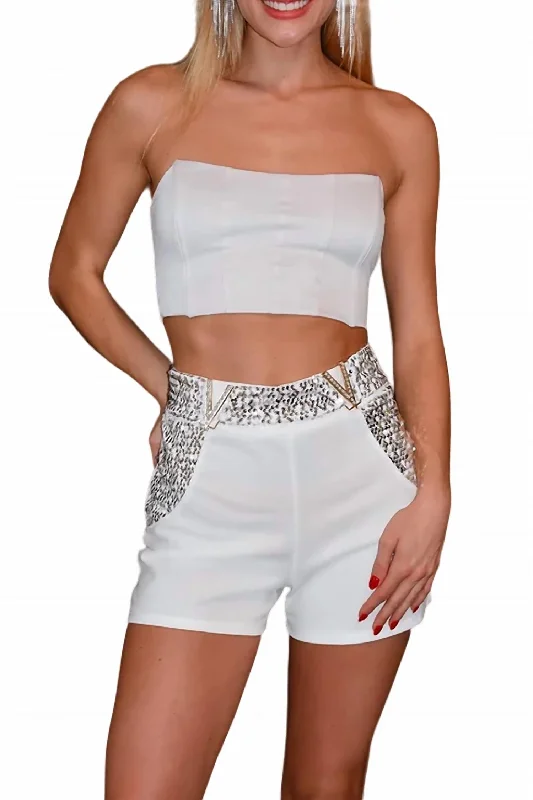 Online Boutiques Clothing Dazzling Dixie Shorts In White