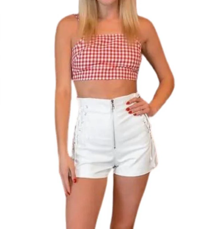 Online Shopping Boutiques Faux Leather Lace Up Shorts In White