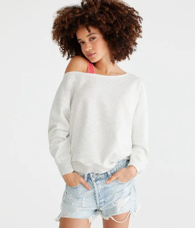 Women's Classic Attire Aeropostale Solid Off-The-Shoulder Sweatshirt