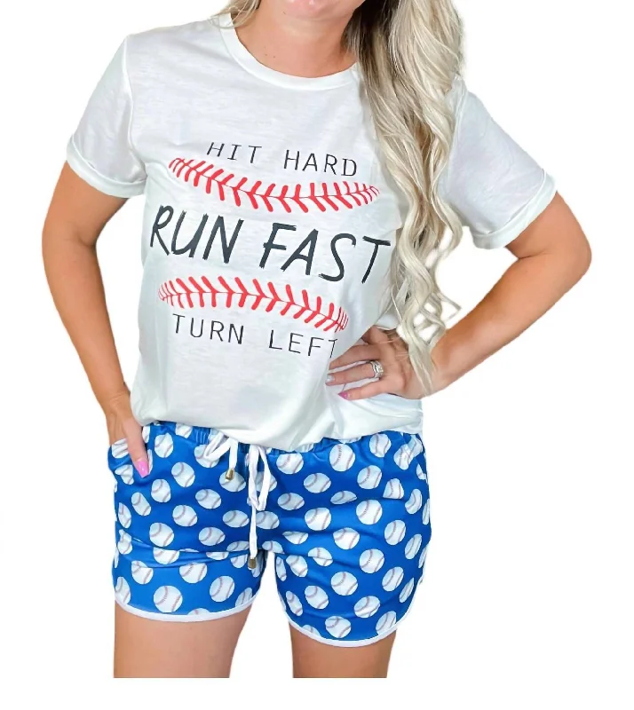 Classic Women's Apparel Play Ball Baseball Shorts In Blue