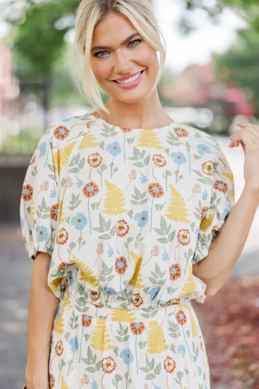 Flash Sale Or Flash Sales All I Need Natural Floral Crop Blouse