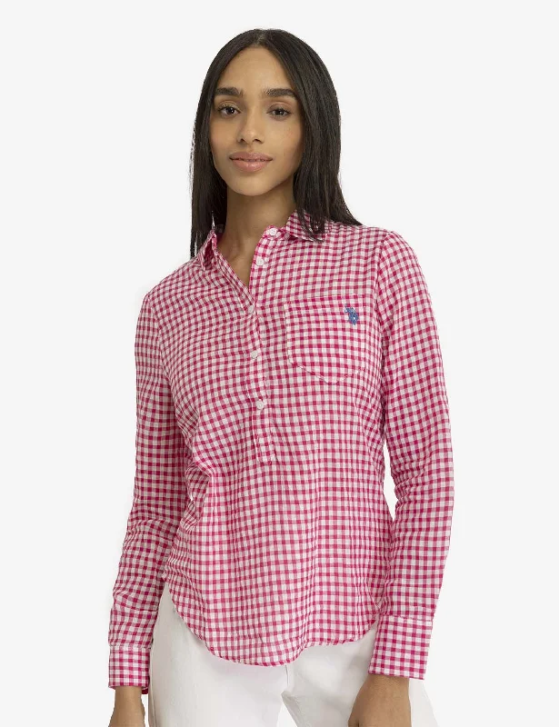 Boutique Styles LONG SLEEVE POPOVER SHIRT WITH POCKET