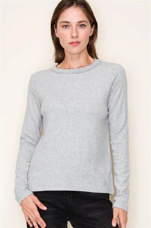 Clothes For Women Gray Soft Raglan Long Sleeve