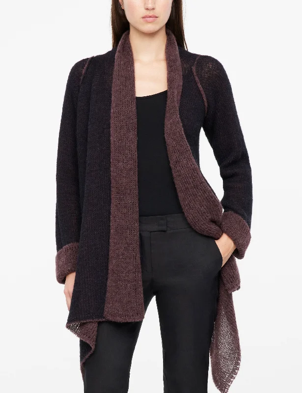 Women's Evening Apparel 2 Sided Mohair Cardigan - Plum