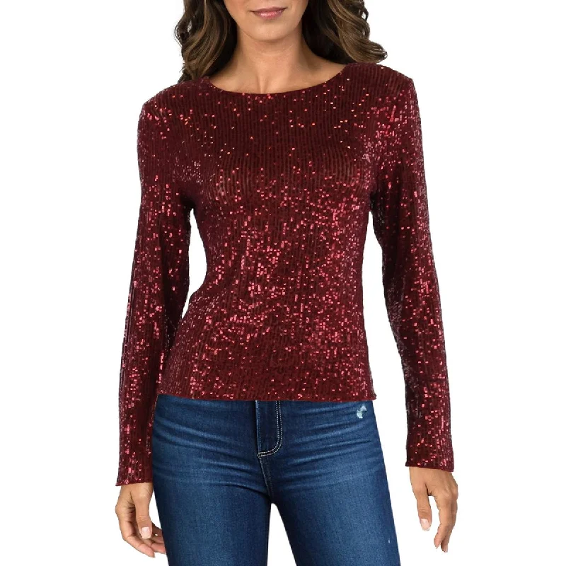 Classic Women's Apparel Womens Sequin Sheer Pullover Top