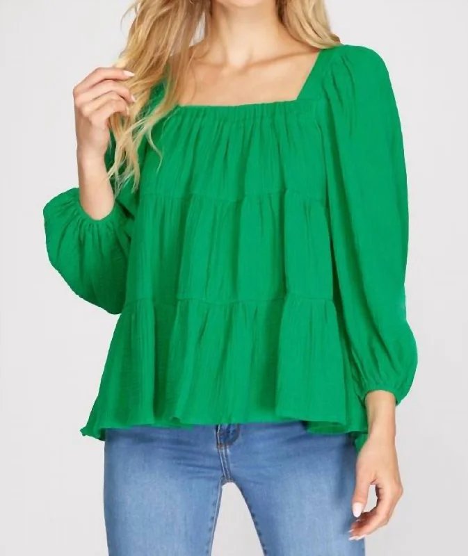 Women's Functional Outdoor Garments Square Neck Top In Green