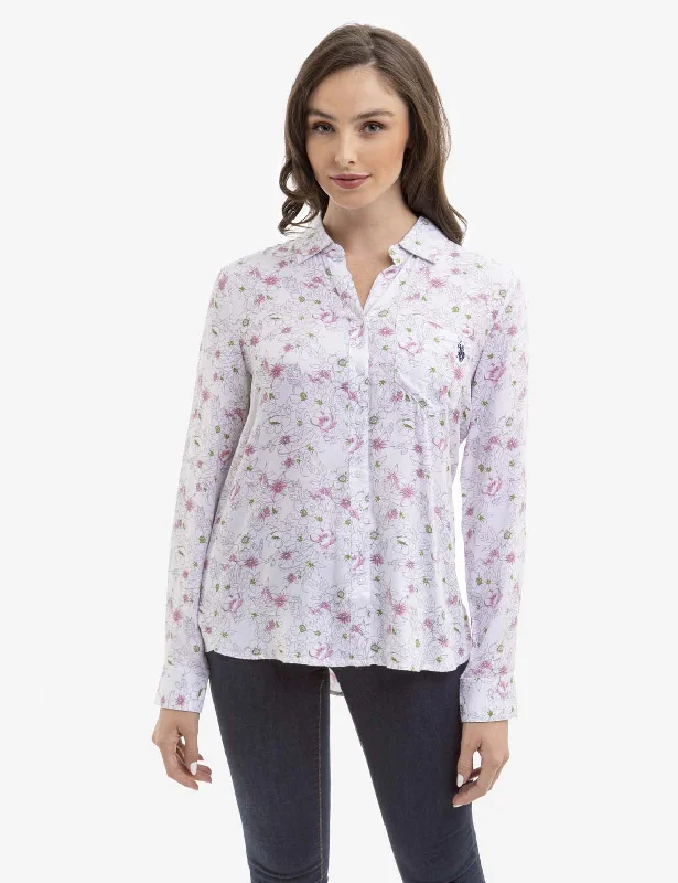 Elegant Clothing LONG SLEEVE PRINTED WOVEN SHIRT