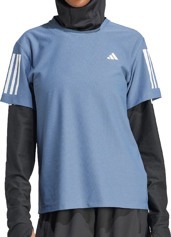 Women's Clothing And Garments Sets adidas Own The Run Short Sleeve Womens Running Top - Blue