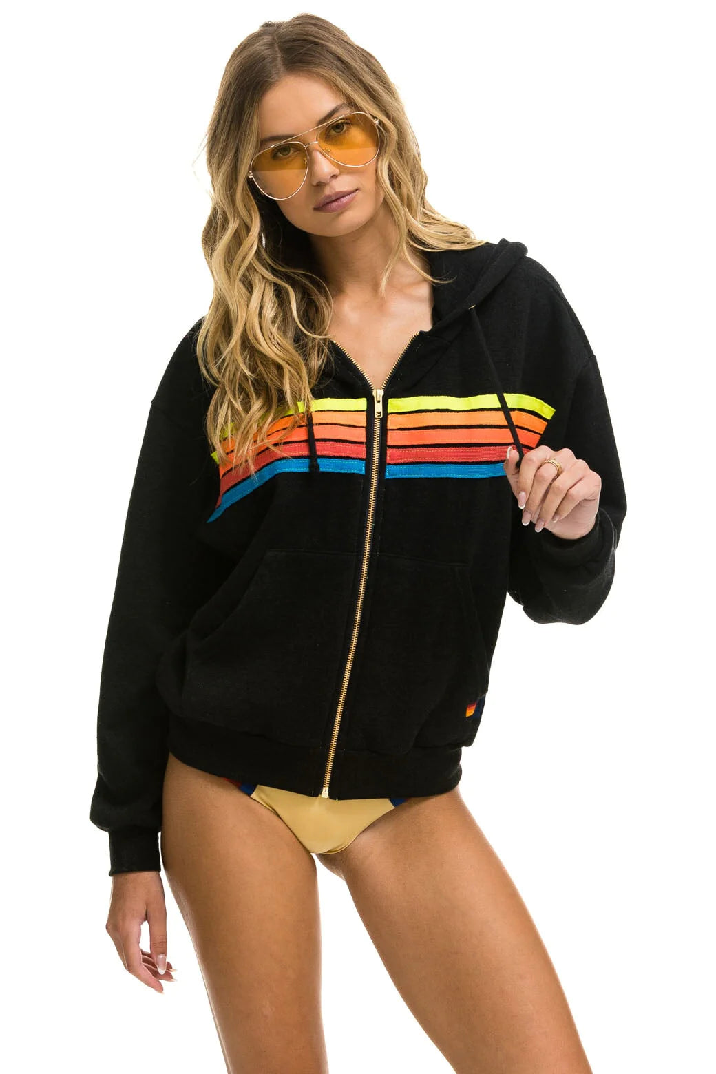 Online Boutique Clothing 5 Stripe Relaxed Zip Hoodie