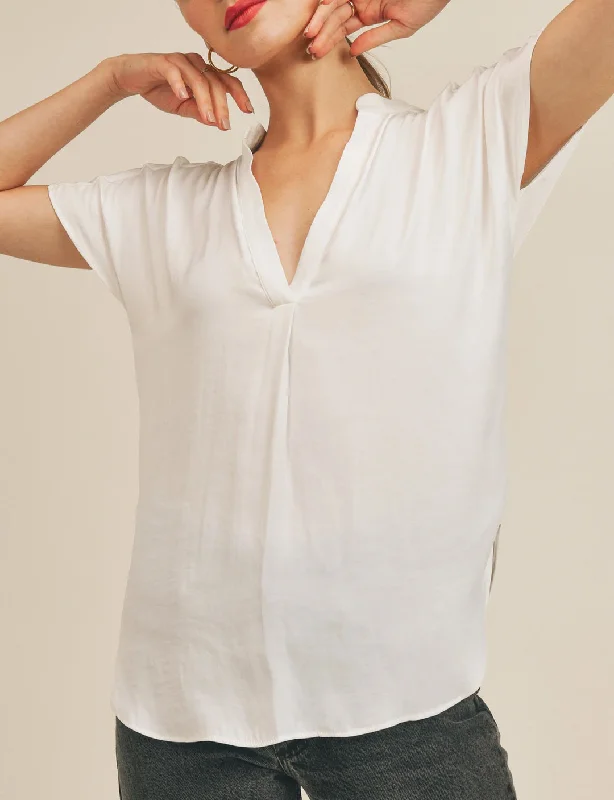 Holiday Discount Esme V Neck Blouse, White