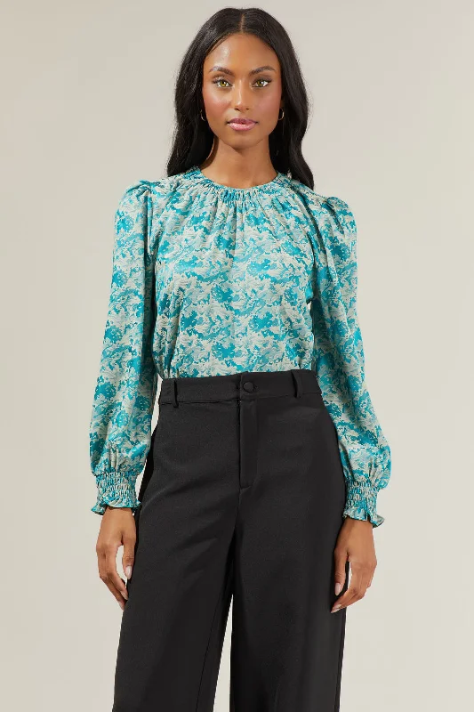 Sales Clothes Cyrus Floral Jacquard Satin Blouse