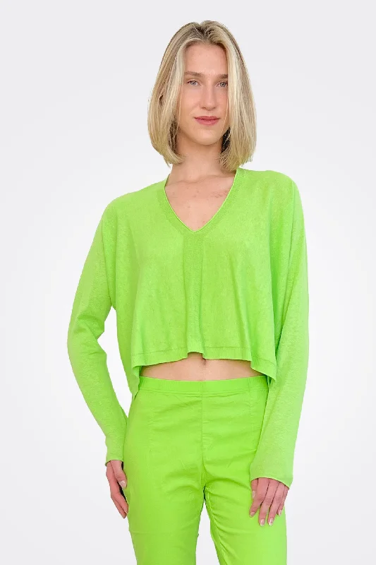 Women's High-Fashion Apparel Asymmetric Knit Pullover - Lime