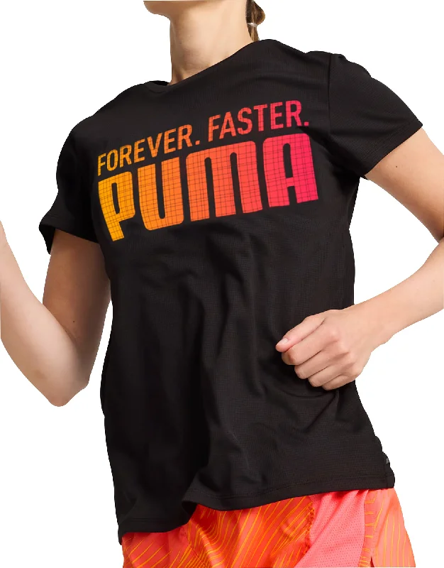 Women's Evening Garments Puma Run Favourite Graphic Short Sleeve Womens Running Top - Black