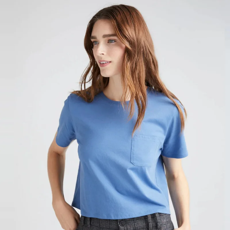 Women's Clothing for Every Season and Trend Pima Boxy Crop Tee (Blue Horizon)