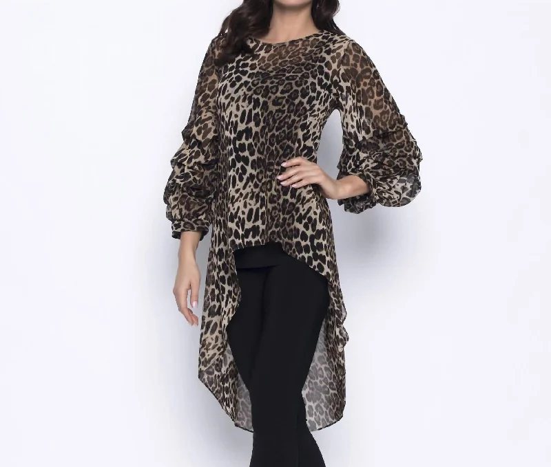 Women's Clothes Animal Print Tunic In Black