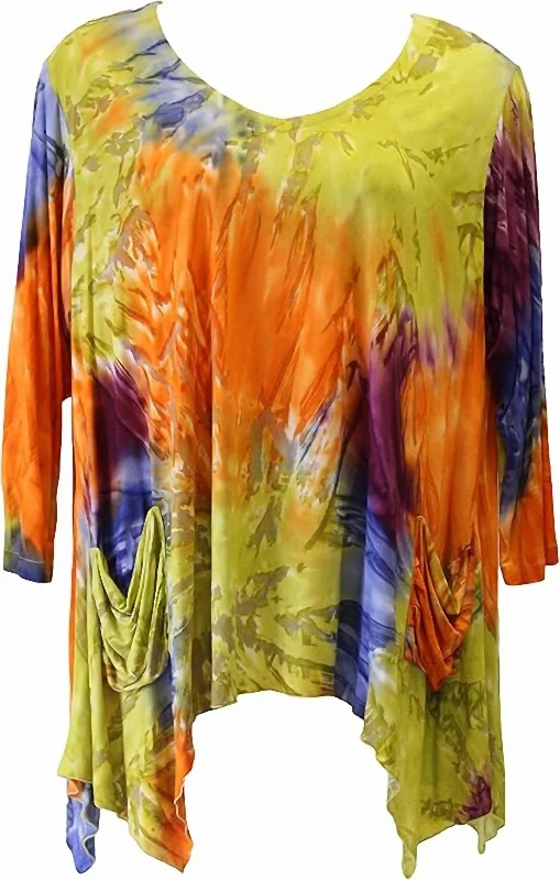 Women's Transitional Apparel Women's Pocket Tunic - Plus In Kaleidscope