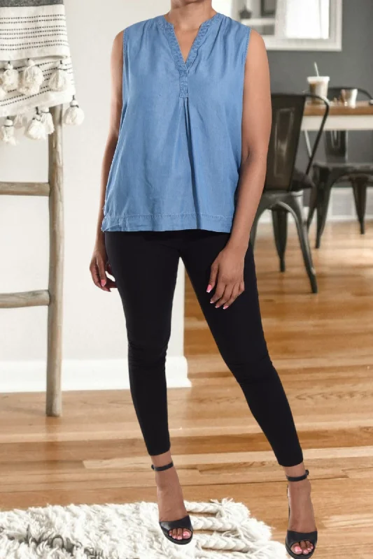 Everyday Fashion Denim V Neck Top