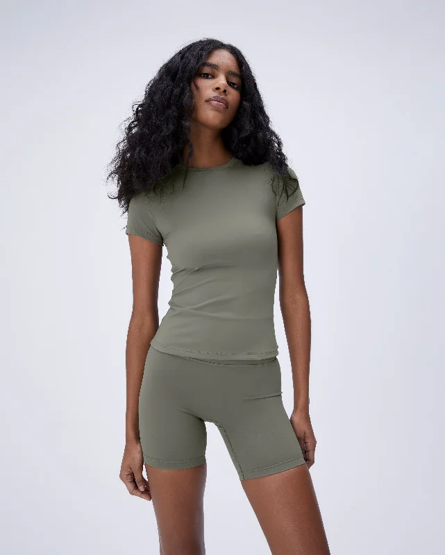 Affordable Women's Fashion Ultimate Short Sleeve Top - Olive Green